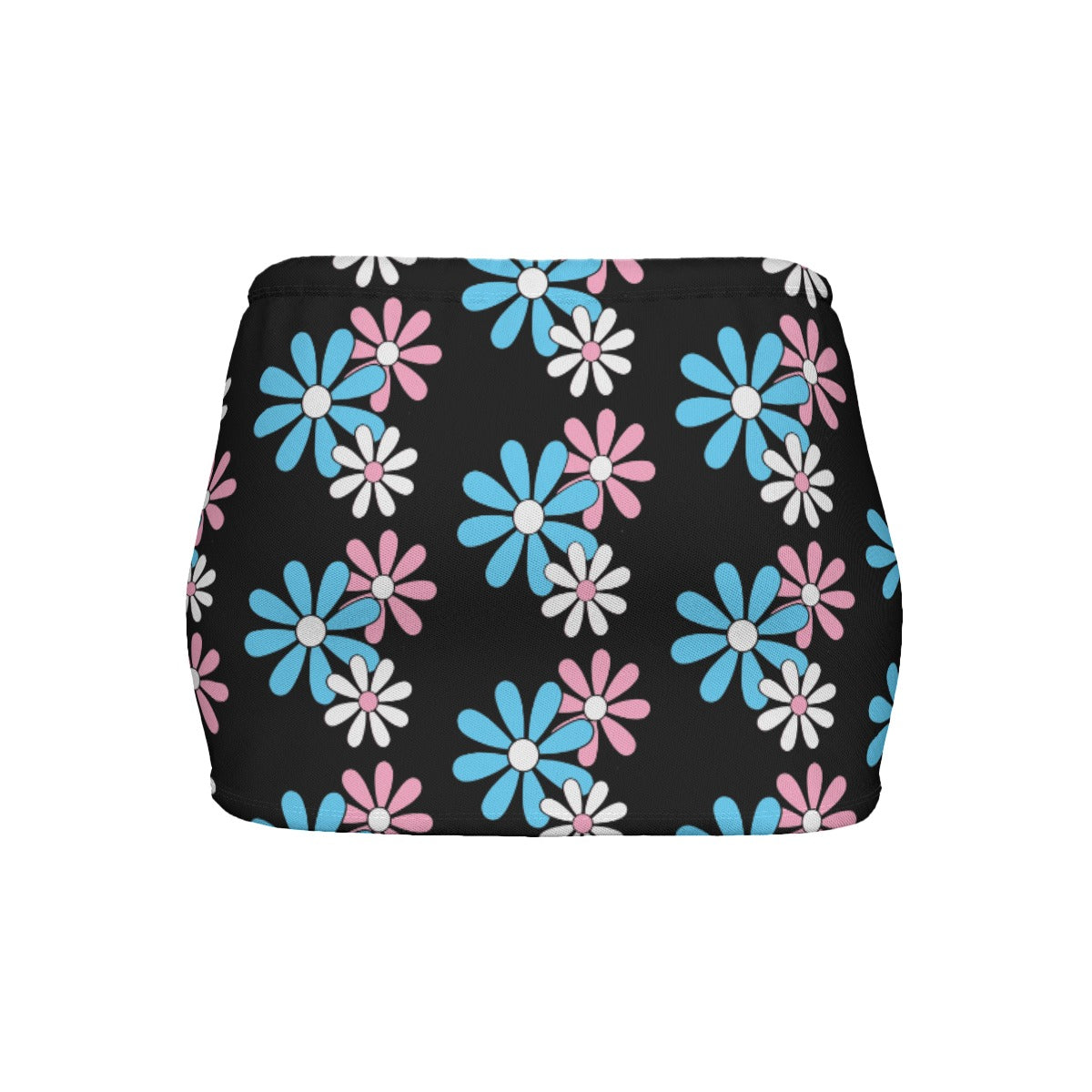 Teen Blue Pink White Pride Daisies Slinky Micro Mini Skirt