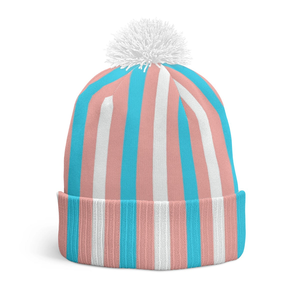 Pride Candy Striped Knitted Pom-Pom Hat