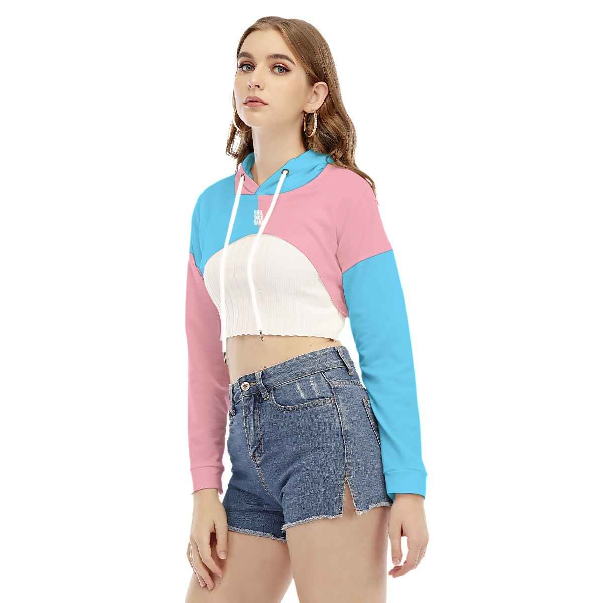 Teen All-Over Trans Paris Pride Cropped Hooded Smock Top