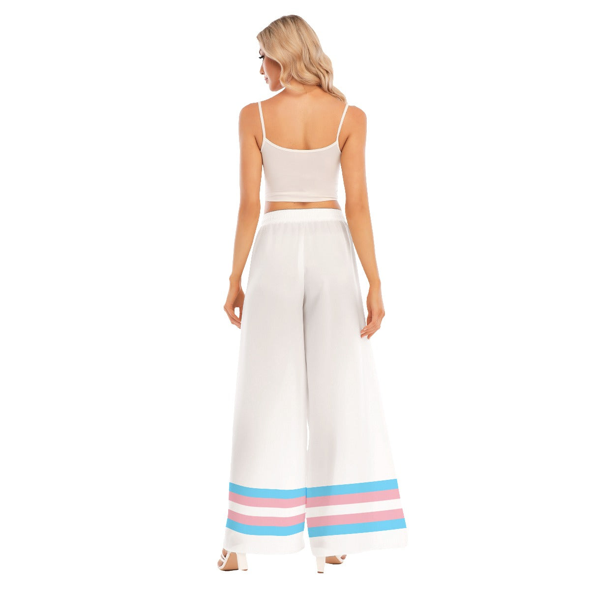 Blue Pink White Pride Split Chiffon Beach Palazzo