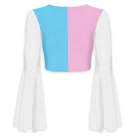 S-5XL Bell Sleeved White Tied Top