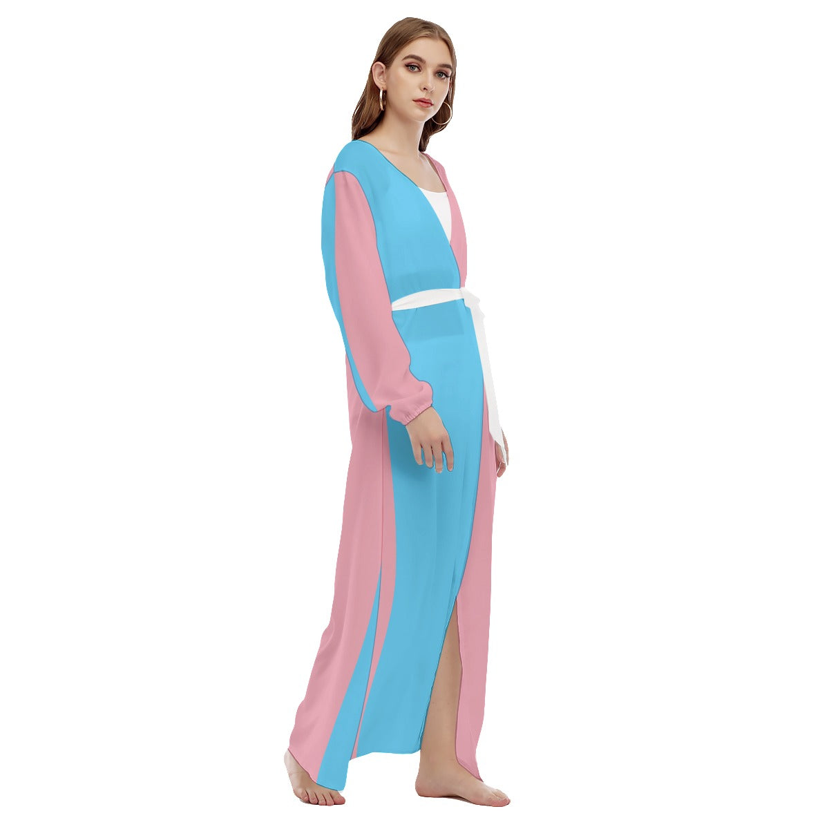 Long-Sleeved Chiffon Tie-Up Breach Wrap Over