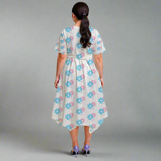 Short Sleeve Belted Midi Dress