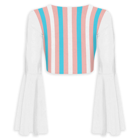 S-5XL Bell Sleeved White Tied Top