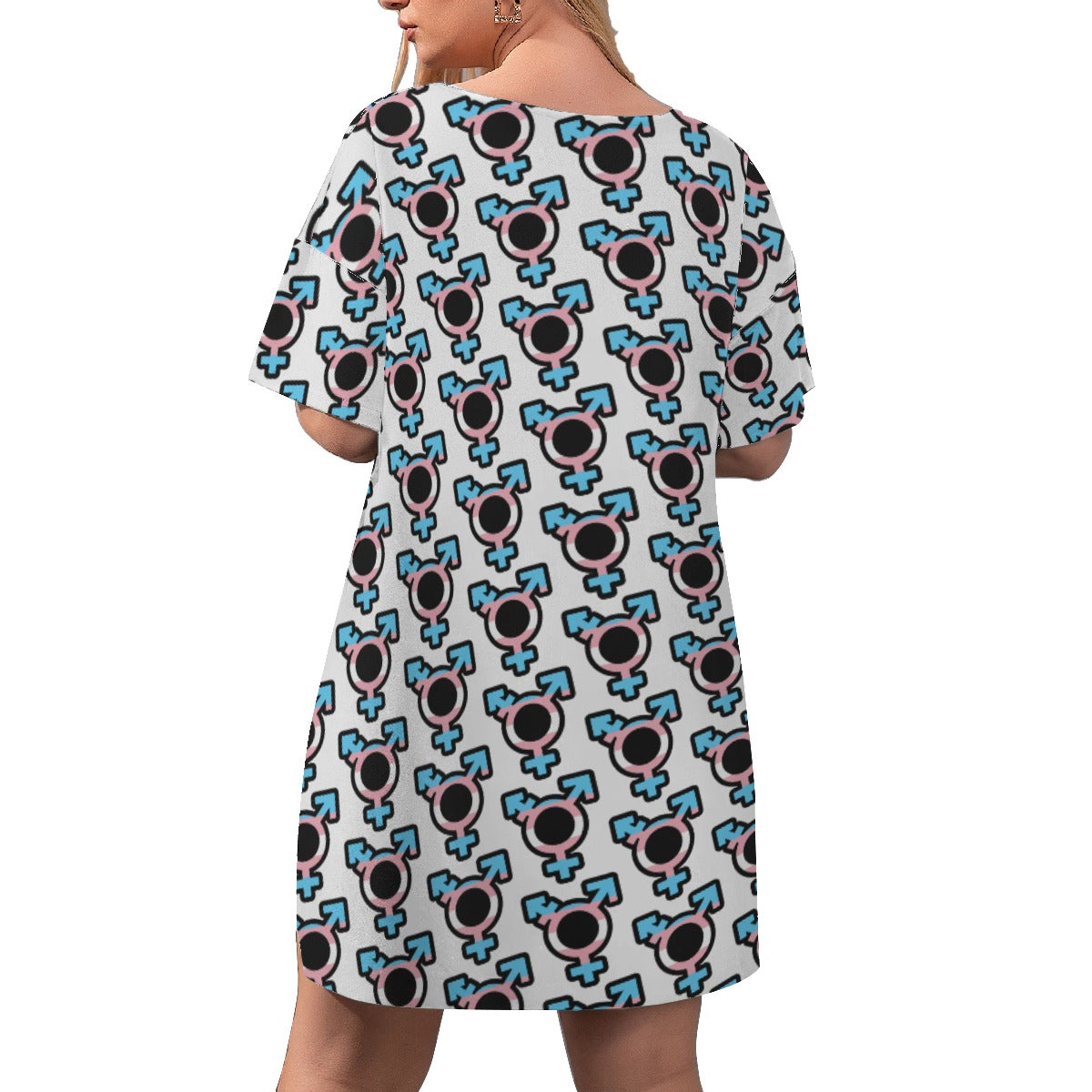 Plus Size Pride Symbol Drop-Sleeve Split-Sided T-Shirt and Shorts Set