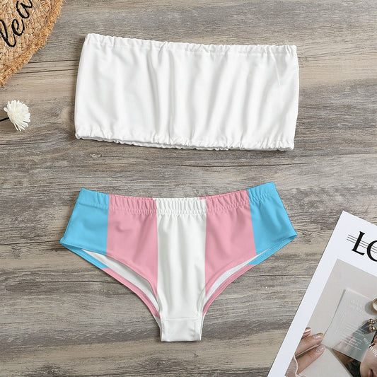 Trans Coloured Trans Pride Two-Piece Strapless Bikini