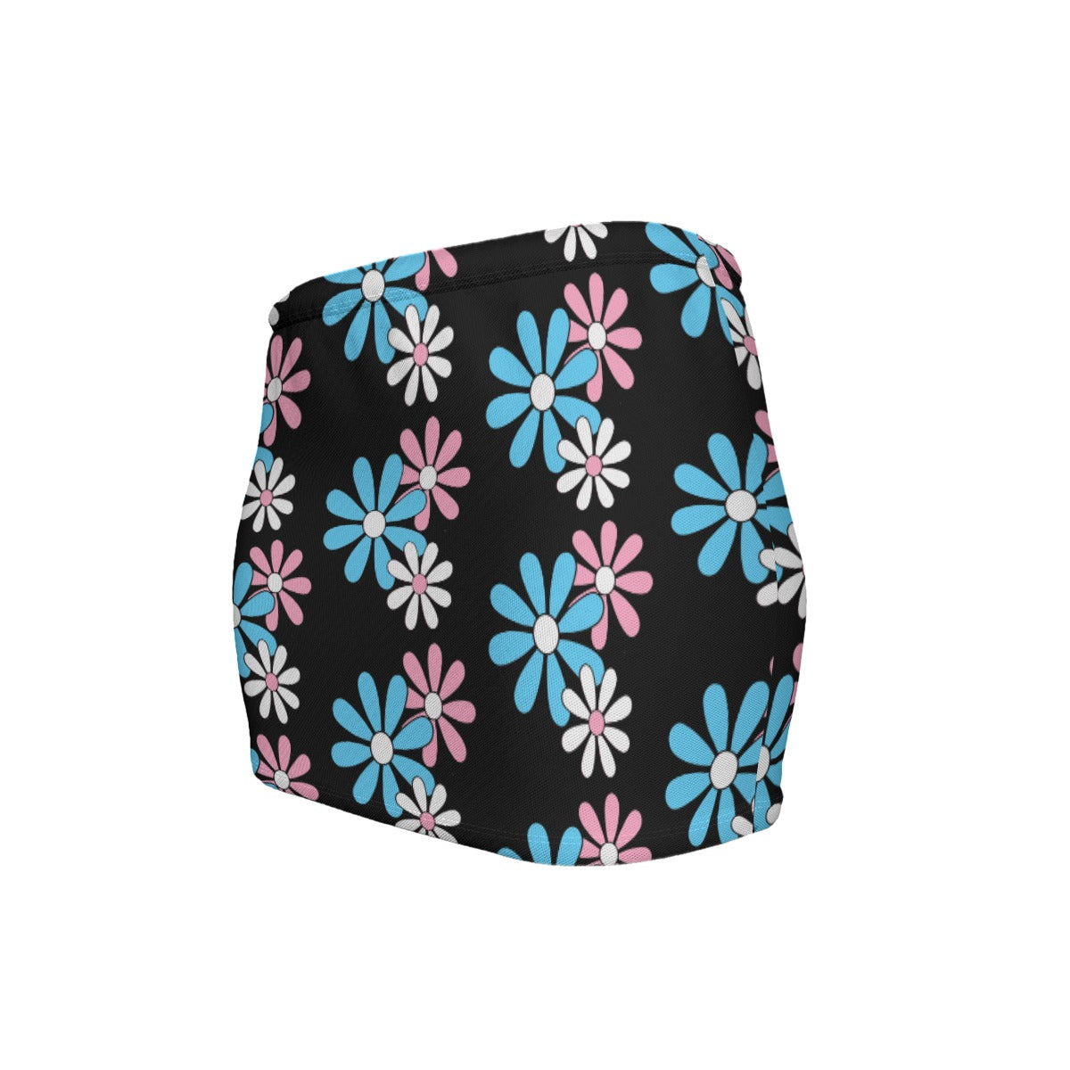 Teen Blue Pink White Pride Daisies Slinky Micro Mini Skirt