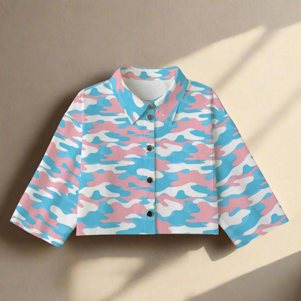 Teen Blue Pink White Pride Thin Cropped Jacket