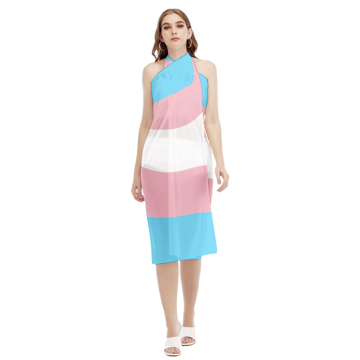 Blue Pink White Pride Chiffon Beach Wrap Sarong Beach Wrap