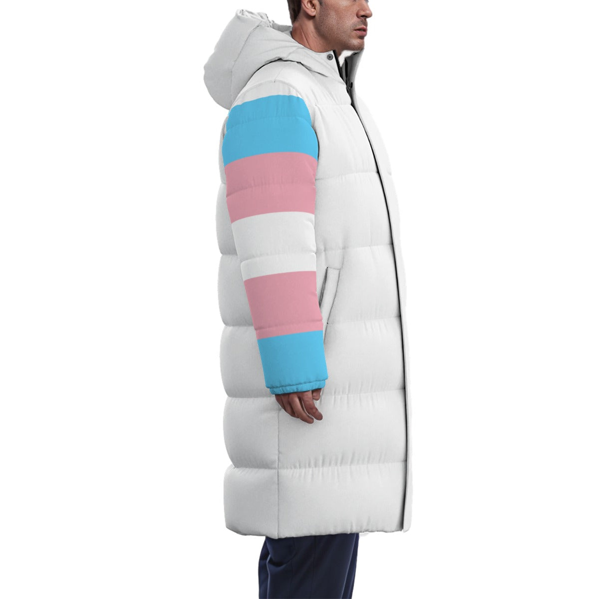 XS-4XL Blue Pink White Pride Long Padded Winter Coat