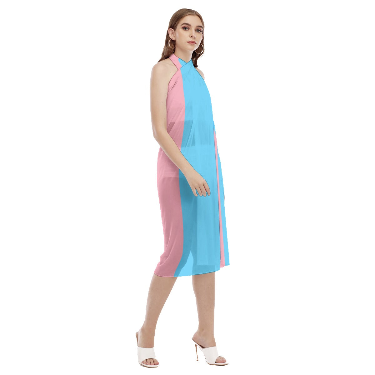 Blue Pink White Pride Chiffon Beach Wrap Sarong Beach Wrap