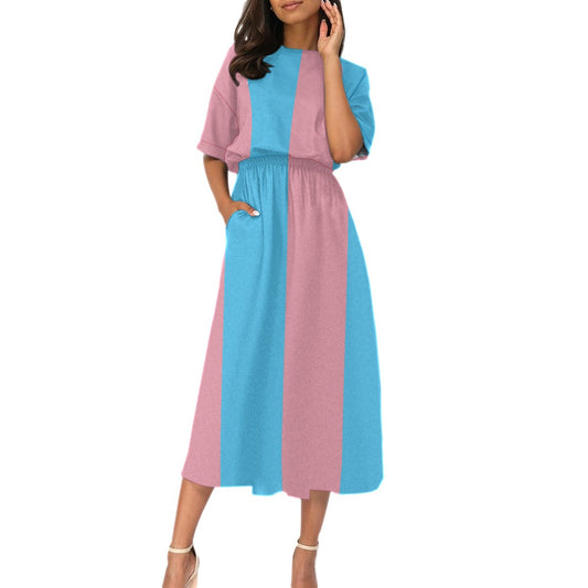 Trans Coloured Vive Le Trans Paris Elastic-Waist Calf Length Dress