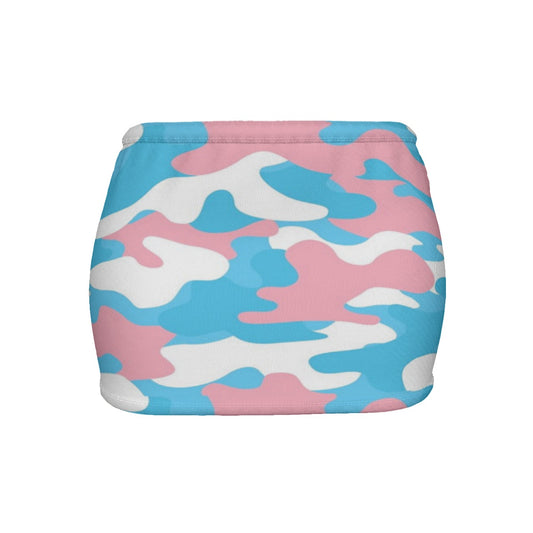 Teen Blue Pink White Pride Camouflage Slinky Micro Mini Skirt