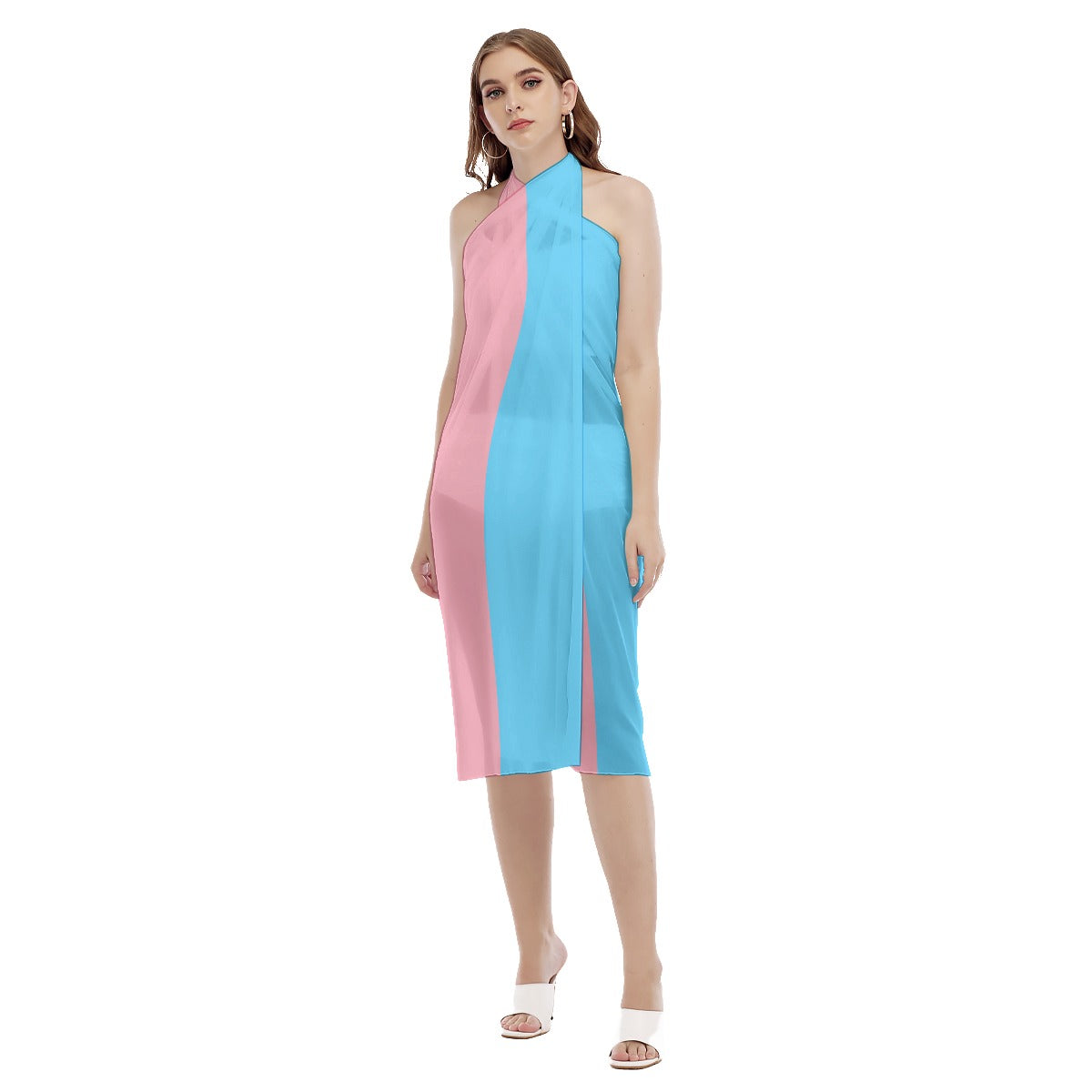 Blue Pink White Pride Chiffon Beach Wrap Sarong Beach Wrap