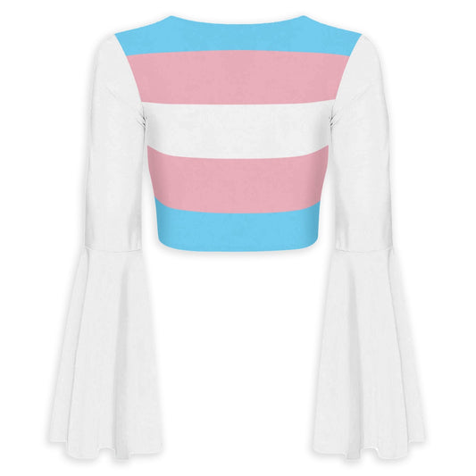 S-5XL Bell Sleeved White Tied Top