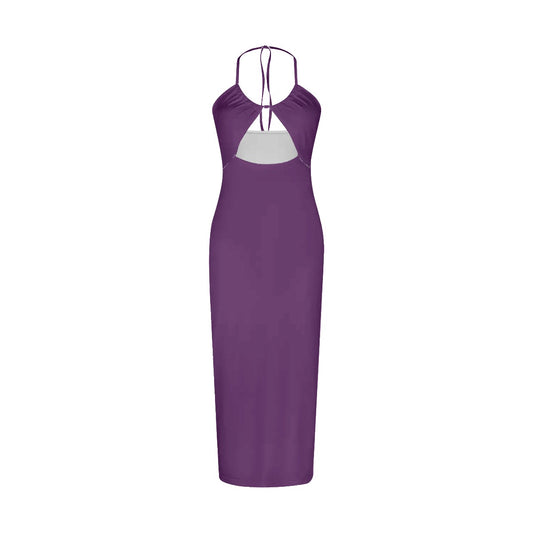 S - 5XL Sexy Purple Femboy Spaghetti-Tied Hollow Camisole Dress
