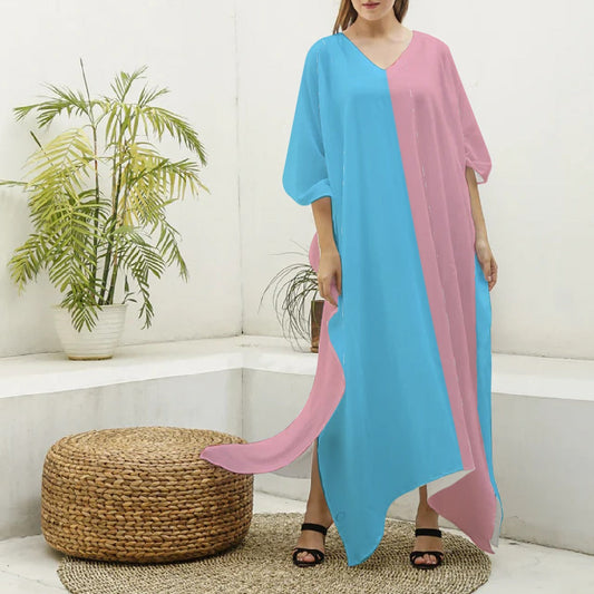 Imitation Silk V-Neck Kaftan Robe