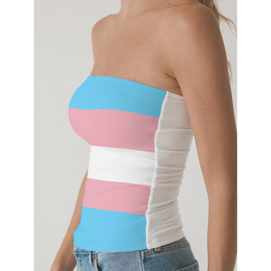 2XS-3XL Blue Pink White Pride Double-Layer Strapless Top