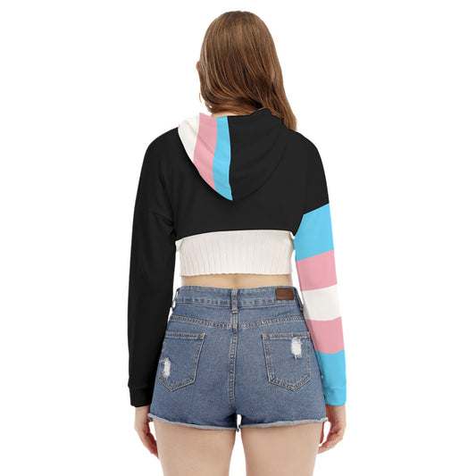 Teen Black/Trans Coloured Cropped Hooded Smock Top