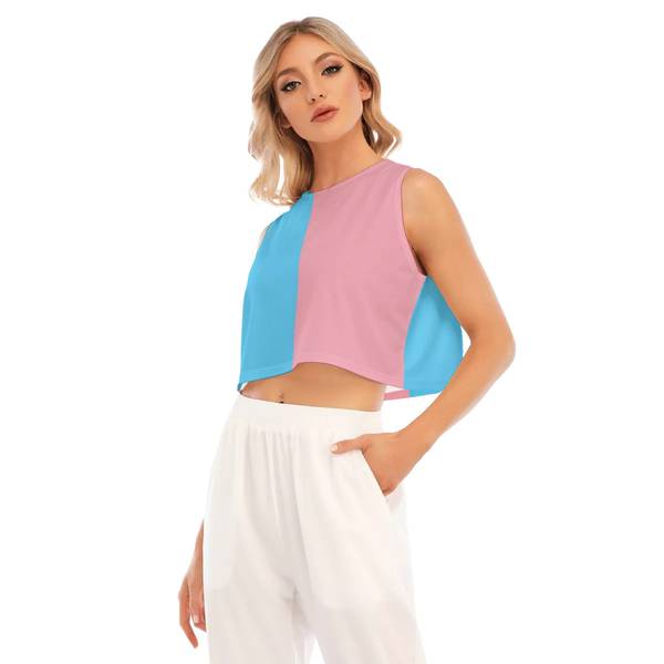 Trans Coloured Transgender Paris Pride Sleeveless Cropped Top
