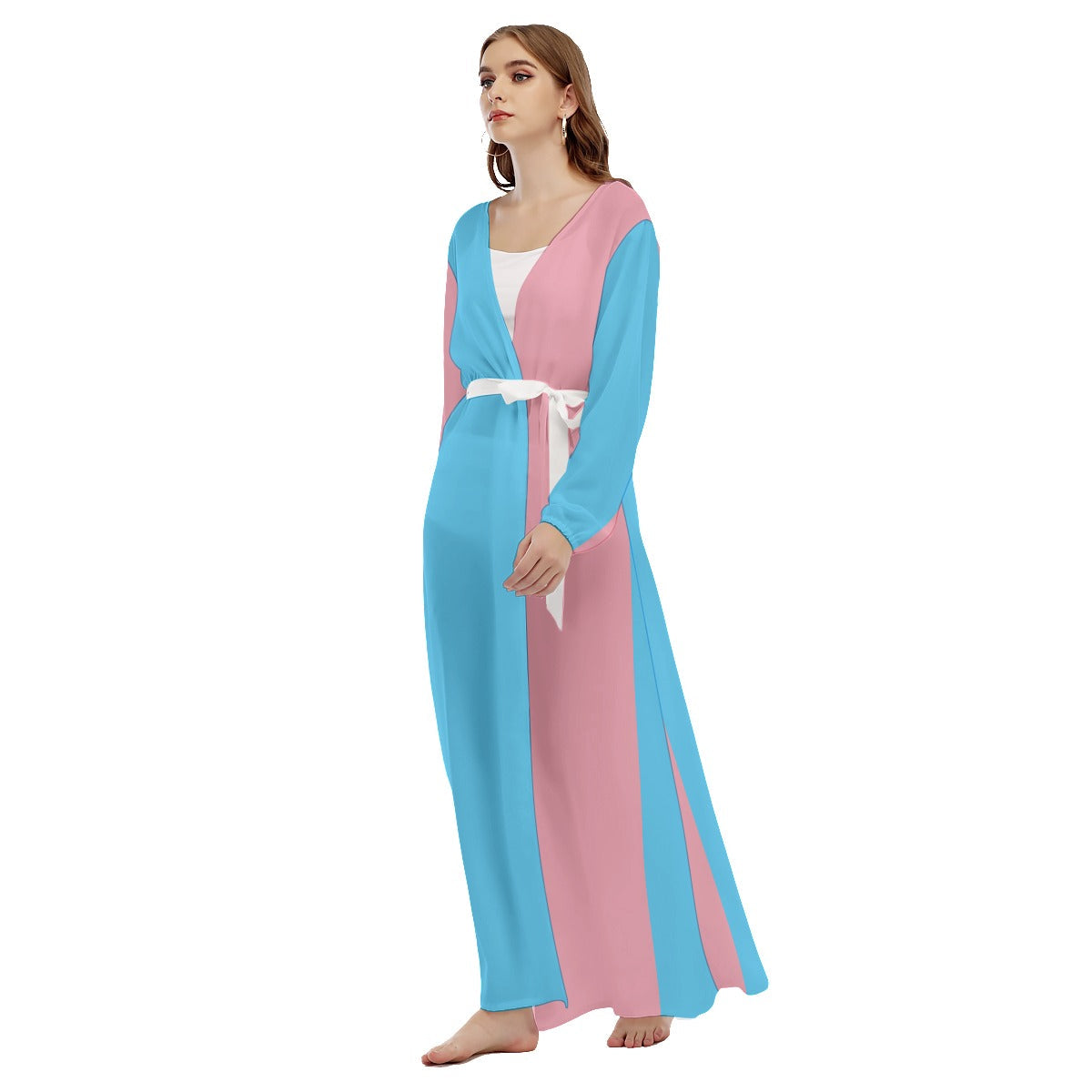 Long-Sleeved Chiffon Tie-Up Breach Wrap Over