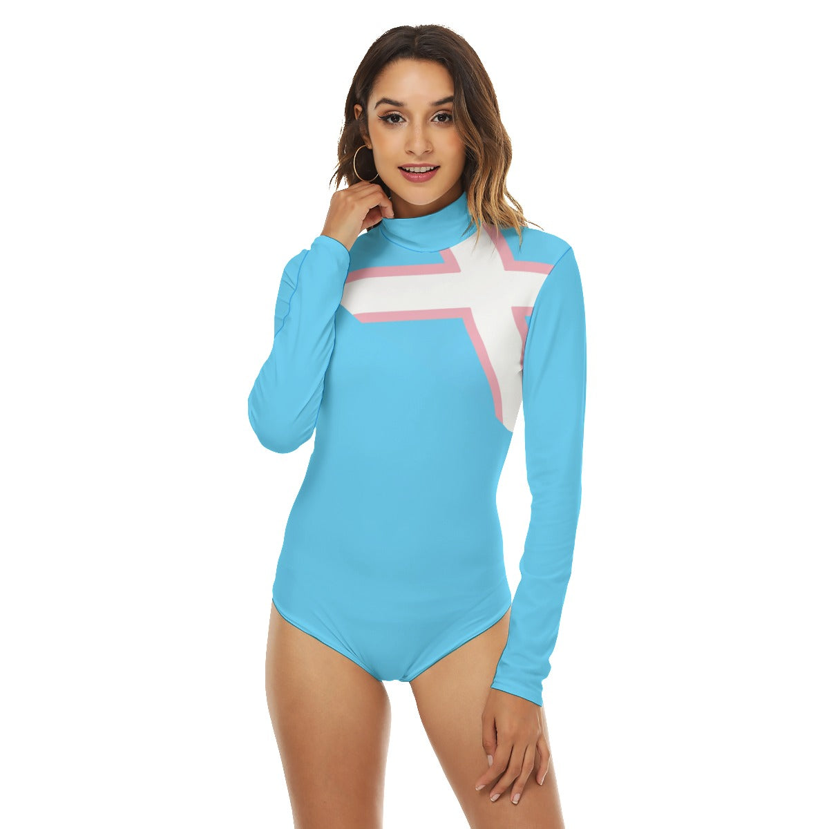 Teen - Blue Pink White Pride Saltire Turtleneck Bodysuit