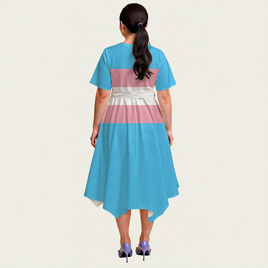 Short Sleeve Belted Midi Dress