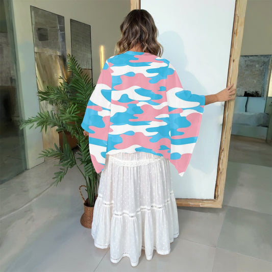 All-Over Print Boho Patchwork Kimono Sleeve Top