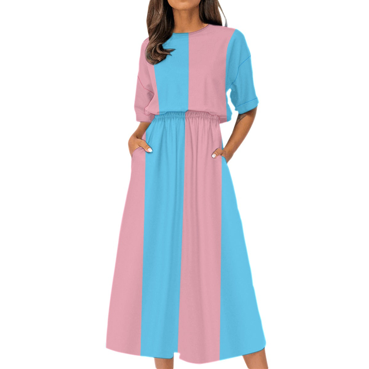 Trans Coloured Vive Le Trans Paris Elastic-Waist Calf Length Dress