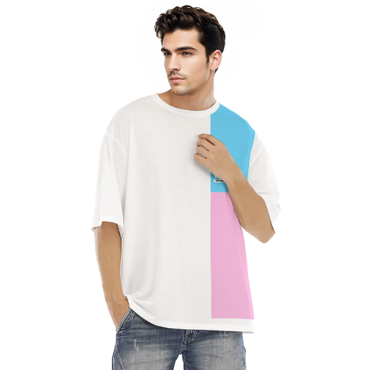 S-2XL Tuck&Simon 'Don't Handle With Care' Blue Pink White Pride Raglan Casual T-Shirt