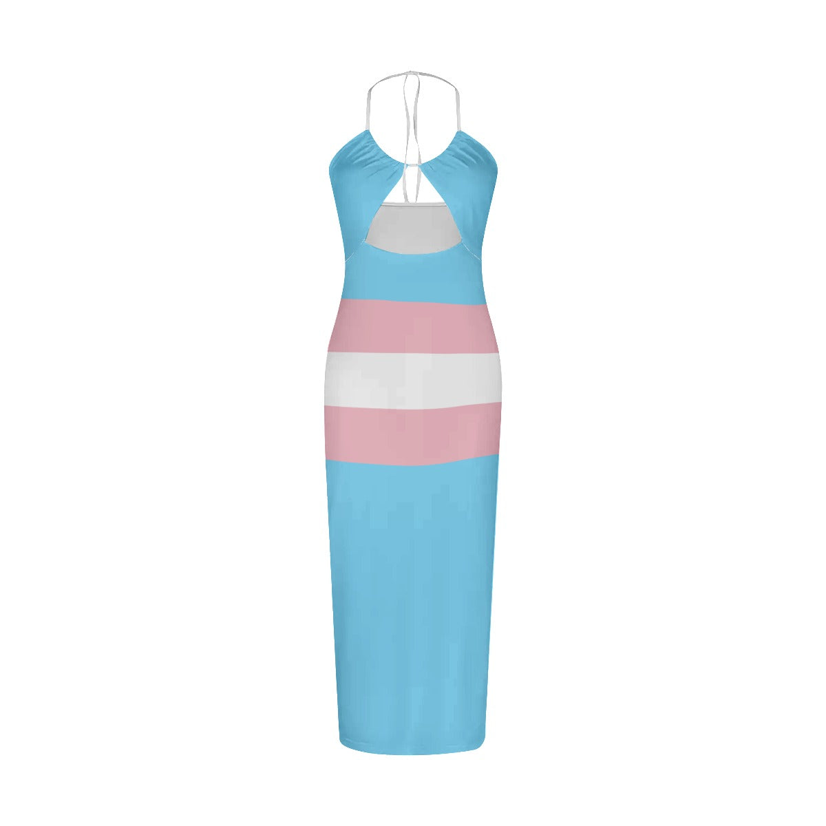 Plus Size Sexy Blue Pink White All-Over Pride Spaghetti-Tied Hollow Camisole Dress