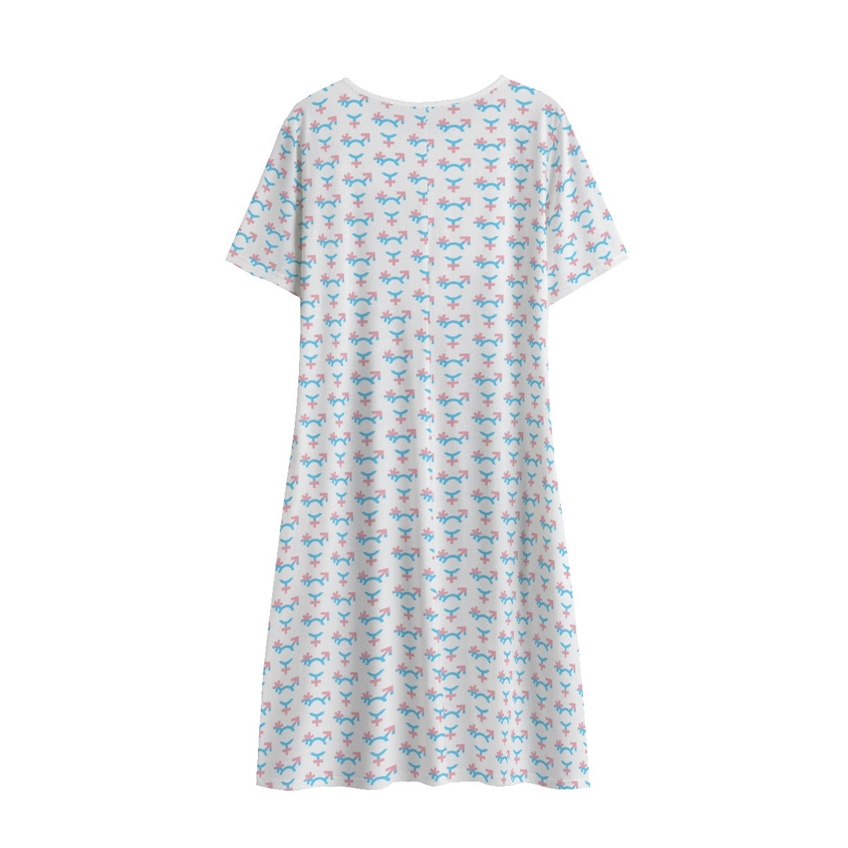 Teen to Plus Size Trans Coloured Pride Symbol Mosaic White Crew-Neck Summer Dress