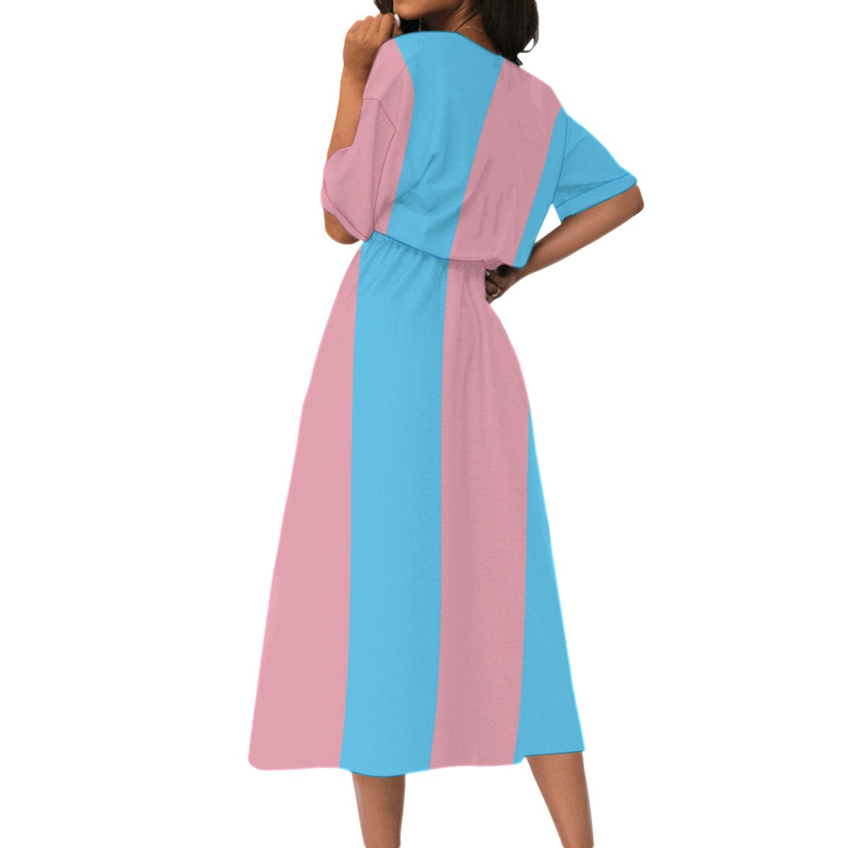 Trans Coloured Vive Le Trans Paris Elastic-Waist Calf Length Dress