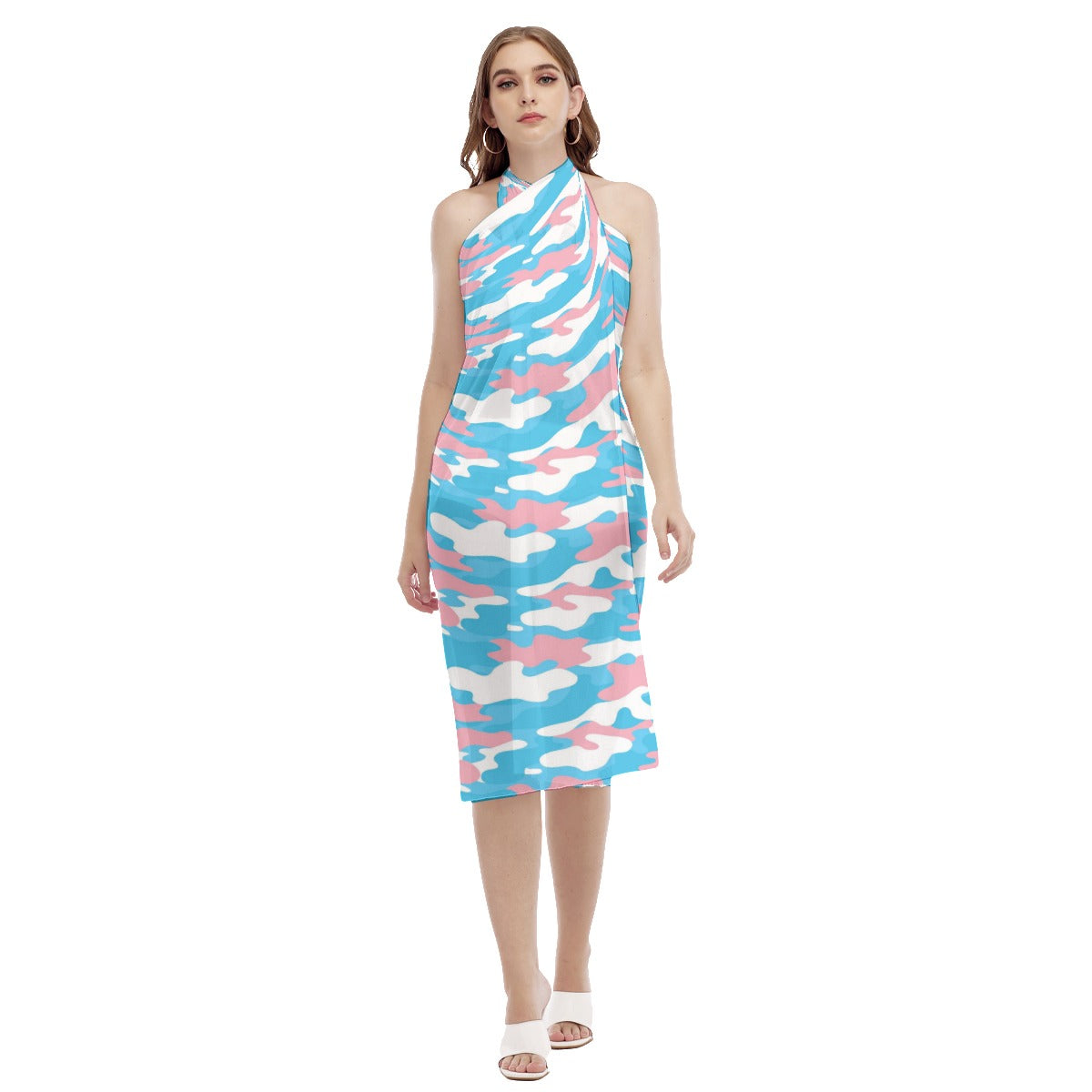 Blue Pink White Pride Chiffon Beach Wrap Sarong Beach Wrap