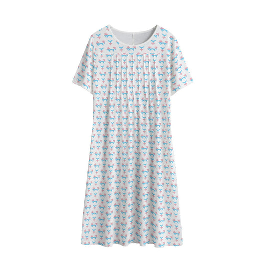 Teen to Plus Size Trans Coloured Pride Symbol Mosaic White Crew-Neck Summer Dress