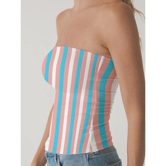 2XS-3XL Blue Pink White Pride Double-Layer Strapless Top