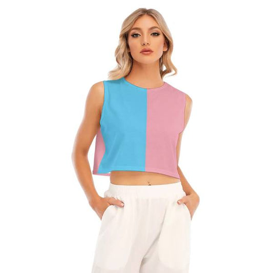 Trans Coloured Transgender Paris Pride Sleeveless Cropped Top