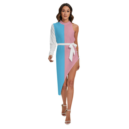 Blue Pink White All Over Pride' Show A Little Thigh-High' Cut-Out Dress