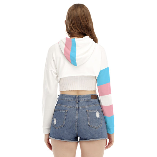 Teen Blue Pink White Pride Cropped Hooded Smock Top