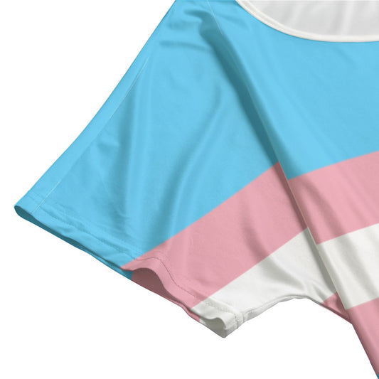 S-5XL Blue Pink White Pride  Stripes Long T-Shirt Style Nightdress
