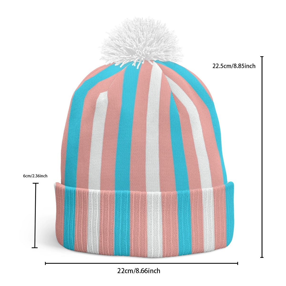 Pride Candy Striped Knitted Pom-Pom Hat