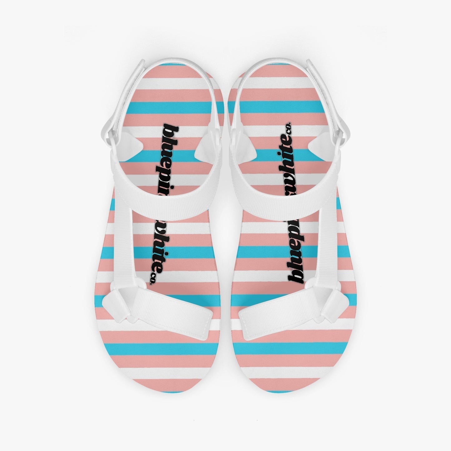 Blue Pink White Pride Candy Striped Casual Strappy Summer Sandals