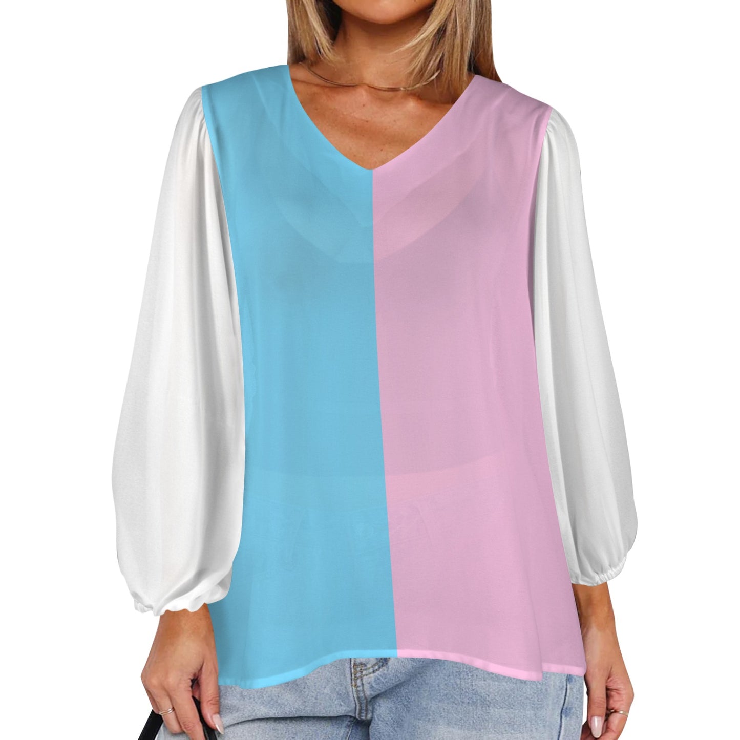 Pride Loose Puff Sleeved Chiffon Casual Tops