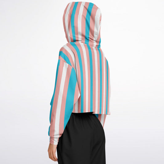 Blue Pink White Pride Candy Striped Cropped Hoodie