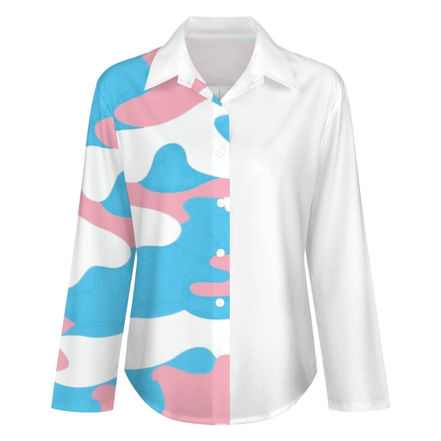 S-8XL Blue Pink White Pride Long Sleeve Blouse
