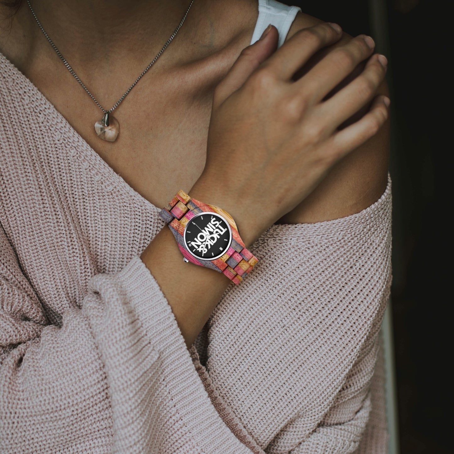 Tuck&Simon Grey/Pink Camouflage Wooden Watch