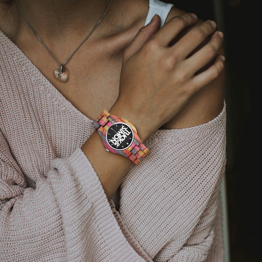 Tuck&Simon Grey/Pink Camouflage Wooden Watch