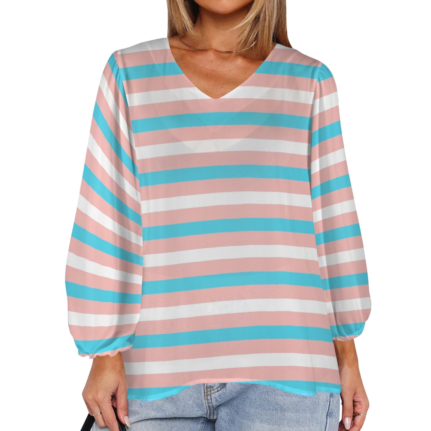 Pride Loose Puff Sleeved Chiffon Casual Tops