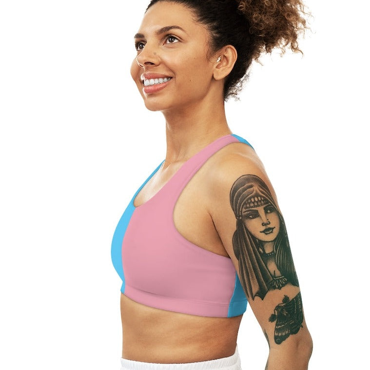 Trans Coloured Trans Paris Pride Seamless Sports Bra
