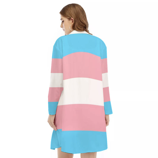 All-Over Print Women's Side Split Dress With Shirt Placket